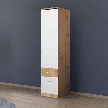 Celle Super Artisan Oak and Alpine White 47cm 1 Door 2 Drawer Rh Wardrobe