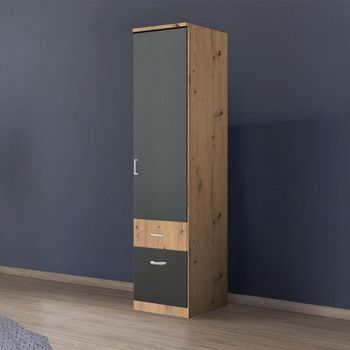 Celle Super Artisan Oak and Metallic Dark Grey 47cm 1 Door 2 Drawer Rh Wardrobe