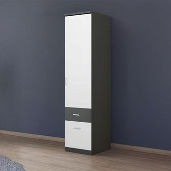 Celle Super Metallic Dark Grey and Alpine White 47cm 1 Door 2 Drawer Rh Wardrobe