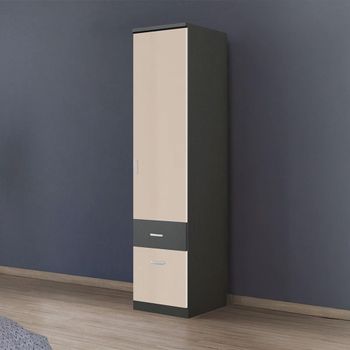 Celle Super Metallic Dark Grey and Champagne 47cm 1 Door 2 Drawer Rh Wardrobe