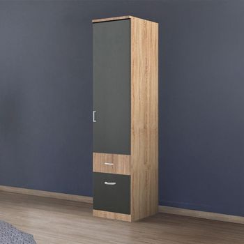 Celle Super Sonoma Oak and Metallic Dark Grey 47cm 1 Door 2 Drawer Rh Wardrobe