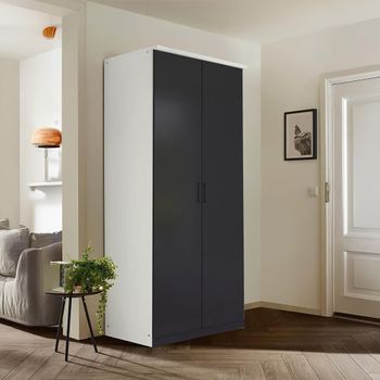 Celle Super Alpine White and Metallic Dark Grey 91cm 2 Door Wardrobe