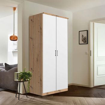 Celle Super Artisan Oak and Alpine White 91cm 2 Door Wardrobe