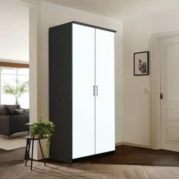 Celle Super Metallic Dark Grey and Alpine White 91cm 2 Door Wardrobe