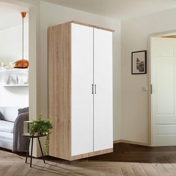 Celle Super Sonoma Oak and Alpine White 91cm 2 Door Wardrobe