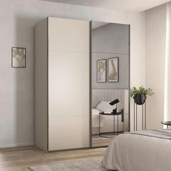 Contido Sliding Mirror Champagne 162cm 2 Door Wardrobe with Extras