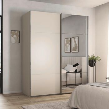 Contido Sliding Mirror Champagne 181cm 2 Door Wardrobe with Extras
