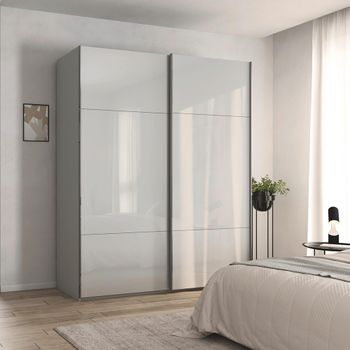 Contido Silk Grey Glass 181cm 2 Door Sliding Wardrobe with Extras