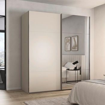 Contido Sliding Mirror Champagne 201cm 2 Door Wardrobe with Extras