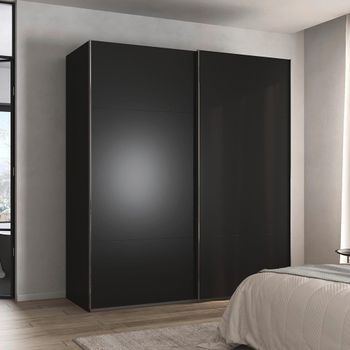Contido Black 201cm 2 Door Sliding Wardrobe with Extras