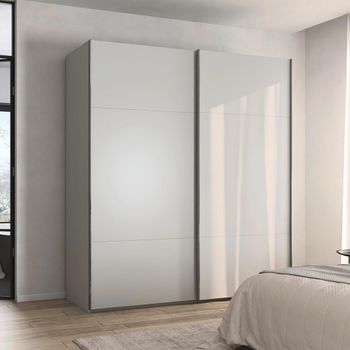 Contido Silk Grey 201cm 2 Door Sliding Wardrobe with Extras