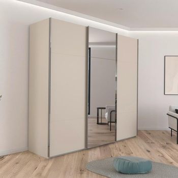 Contido Sliding Mirror Champagne 242cm 3 Door Wardrobe with Extras