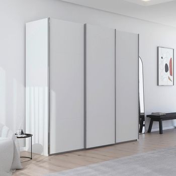Contido Alpine White 242cm 3 Door Sliding Wardrobe with Extras