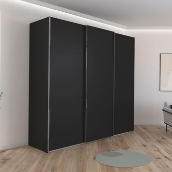 Contido Black 242cm 3 Door Sliding Wardrobe with Extras