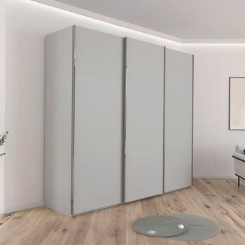 Contido Silk Grey 242cm 3 Door Sliding Wardrobe with Extras