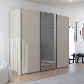 Contido Sliding Mirror Champagne Glass 271cm 3 Door Wardrobe with Extras