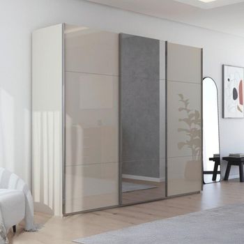 Contido Sliding Mirror Champagne 271cm 3 Door Wardrobe with Extras