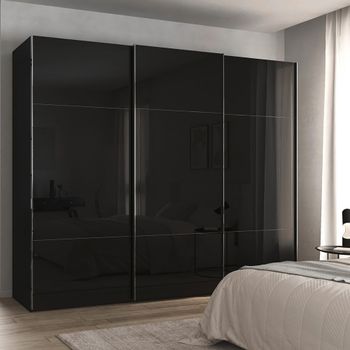 Contido Black Glass 271cm 3 Door Sliding Wardrobe with Extras
