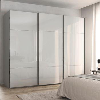Contido Silk Grey Glass 271cm 3 Door Sliding Wardrobe with Extras
