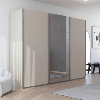 Contido Sliding Mirror Champagne 301cm 3 Door Wardrobe with Extras