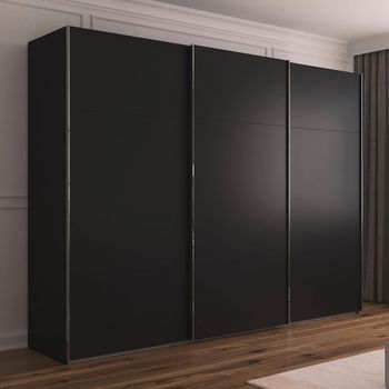 Contido Black 301cm 3 Door Sliding Wardrobe with Extras