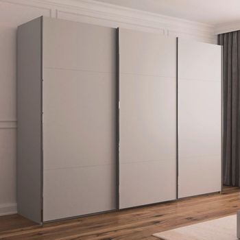 Contido Silk Grey 301cm 3 Door Sliding Wardrobe with Extras