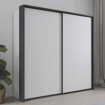 Corvo Alpine White and Metallic Dark Grey 225cm 2 Door Sliding Wardrobe