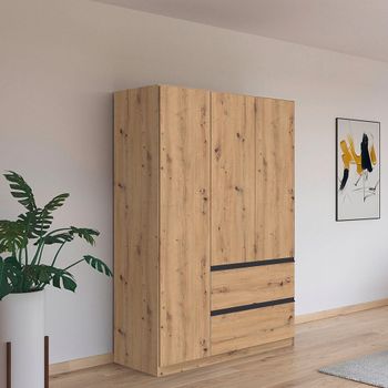 Costa Artisan Oak 136cm 3 Door 2 Drawer Wardrobe