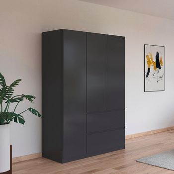 Costa Metallic Dark Grey 136cm 3 Door 2 Drawer Wardrobe