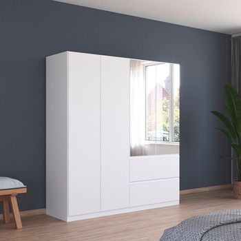 Costa Alpine White 181cm 4 Door Combi Wardrobe