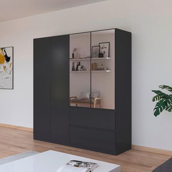 Costa Metallic Dark Grey 181cm 4 Door Combi Wardrobe