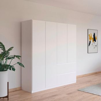 Costa Alpine White 181cm 4 Door 2 Drawer Wardrobe