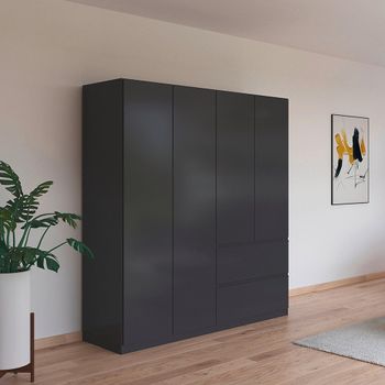 Costa Metallic Dark Grey 181cm 4 Door 2 Drawer Wardrobe