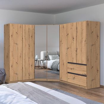 Costa Artisan Oak 208cm 7 Door L-Shaped Corner Wardrobe