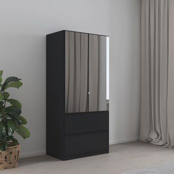 Costa Metallic Dark Grey 91cm 2 Door Combi Wardrobe