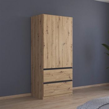 Costa Artisan Oak 91cm 2 Door 2 Drawer Wardrobe