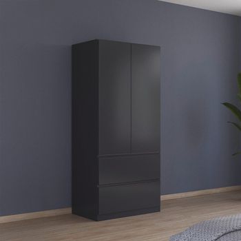 Costa Metallic Dark Grey 91cm 2 Door 2 Drawer Wardrobe