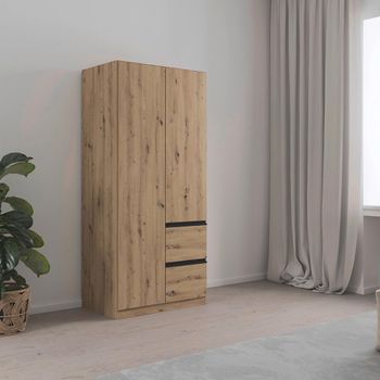 Costa Artisan Oak 91cm 2 Door Wardrobe with LHF Drawers Wardrobe