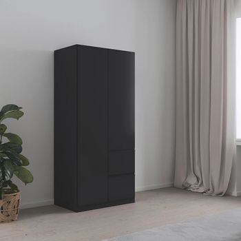 Costa Metallic Dark Grey 91cm 2 Door Wardrobe with LHF Drawers
