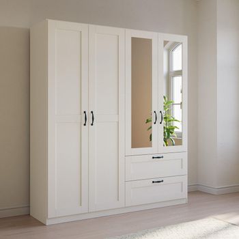 Cottage Alpine White 181cm 4 Door Combi Wardrobe