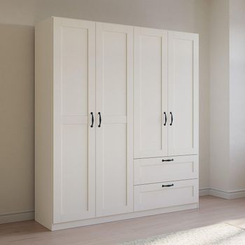 Cottage Alpine White 181cm 4 Door 2 Drawer Wardrobe