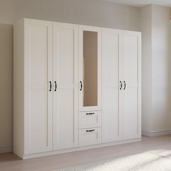 Cottage Alpine White 226cm 5 Door Combi Wardrobe