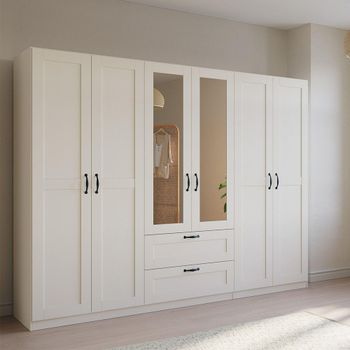 Cottage Alpine White 271cm 6 Door Combi Wardrobe