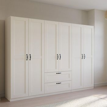 Cottage Alpine White 271cm 6 Door 2 Drawer Wardrobe