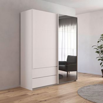 Elara Alpine White and Grey Mirror 181cm 2 Door Combi Sliding Wardrobe