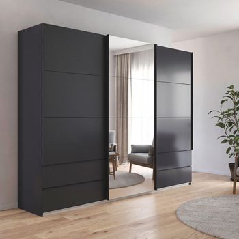 Elara Metallic Dark Grey 271cm 3 Door Combi Sliding Wardrobe
