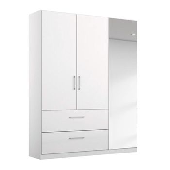 Elegant4you Alpine White and White High Gloss 136cm 197cm 3 Door Combi Wardrobe