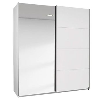 Elegant4you Alpine White and White High Gloss 181cm 2 Door Mirror Sliding Wardrobe
