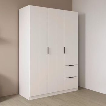 Ella Alpine White 136cm 3 Door 2 Drawer Wardrobe
