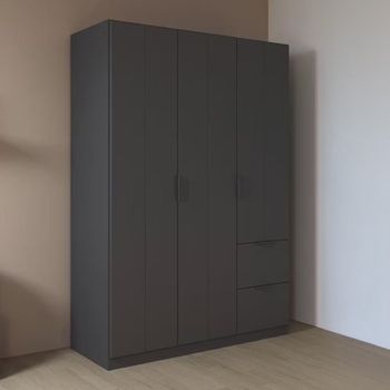 Ella Metallic Dark Grey 136cm 3 Door 2 Drawer Wardrobe